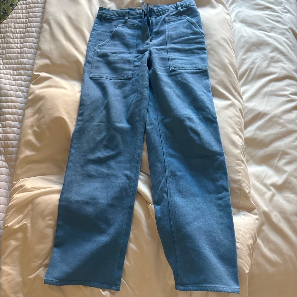 Aritzia Blue Wide-Leg Drawstring Pants